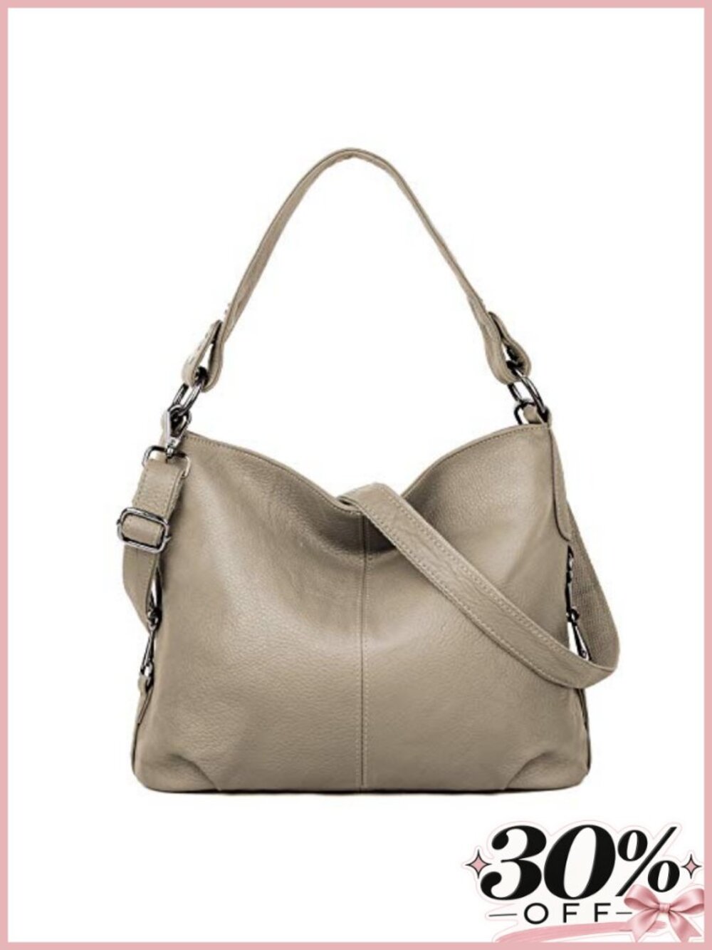 Genuine Leather Convertible Shoulder Bag Hobo Crossbody Purse Large